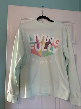 Mint Graphic 'Living Fully' Crewneck Sweatshirt - Women